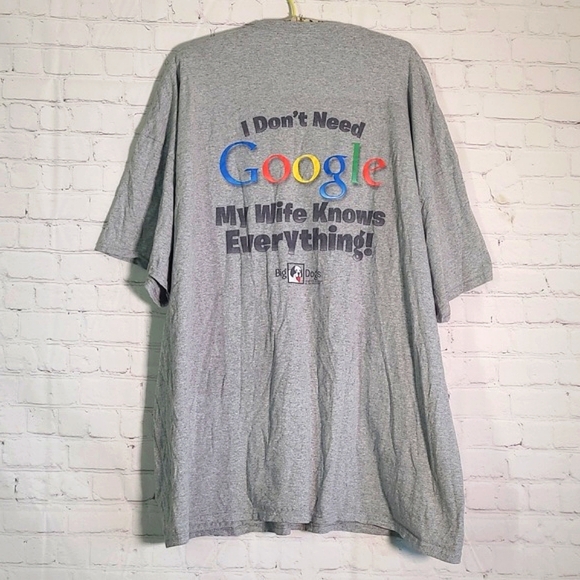 Vintage Y2K Big Dogs Gray Google My Wife Knows Everything Tee Tshirt Mens Sz 4XL - Picture 3 of 15